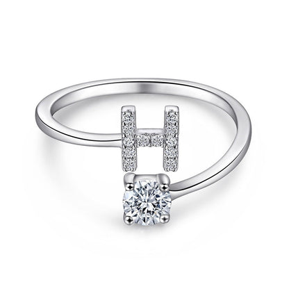Initial ring in Silver Sterling